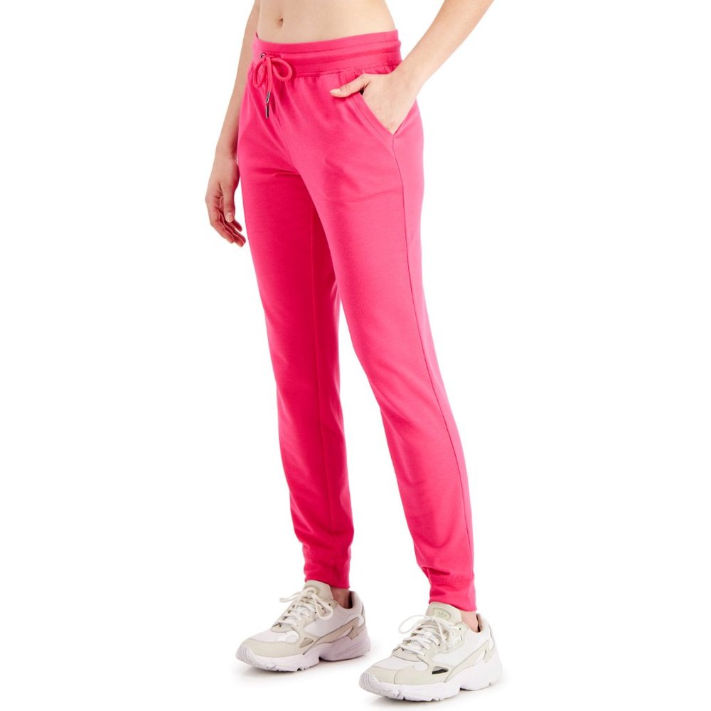 ID Ideology Womens Drawstring Waist Knit Active Workout Jogger Pants Pink Large